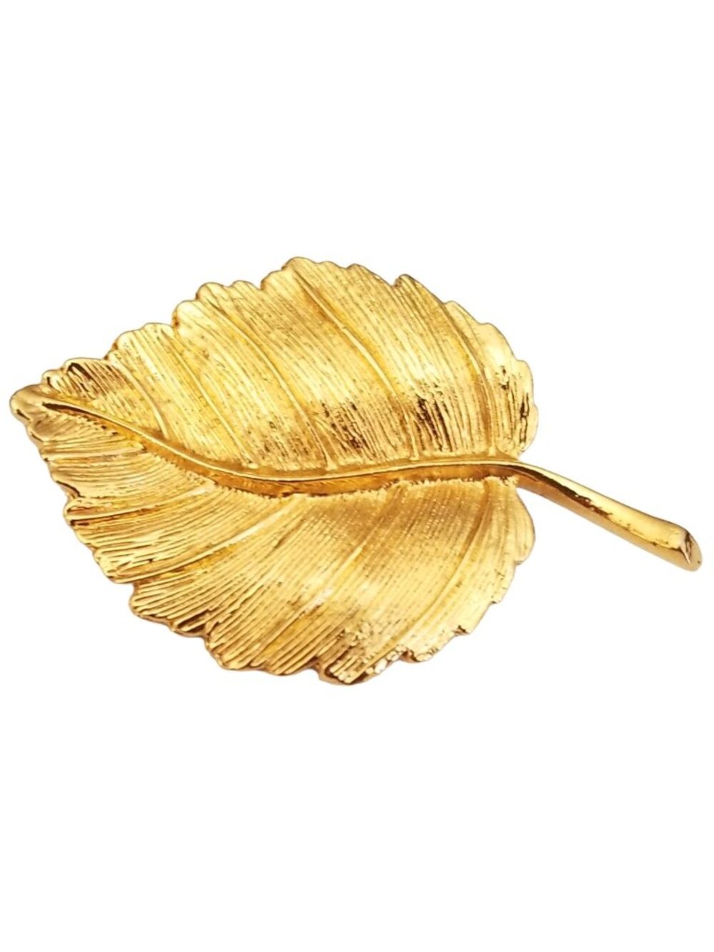 Anne Klein Vintage Gold-Tone Glossy Leaf Pin, Signed